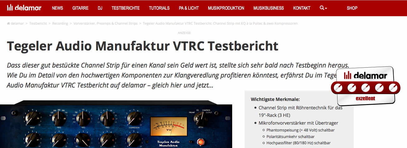 Delamar.de - Tegeler Audio Manufaktur VTRC Review Delamar.de - Tegeler Audio Manufaktur VTRC Review