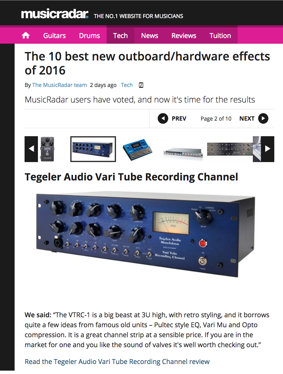 Musicradar: The 10 best new outboard/hardware effects of 2016 Musicradar: The 10 best new outboard/hardware effects of 2016