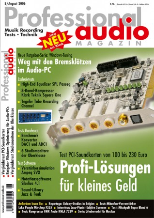 Test des Tube Recording Channels im Professional Audio Magazin 08/2006 Test des Tube Recording Channels im Professional Audio Magazin 08/2006