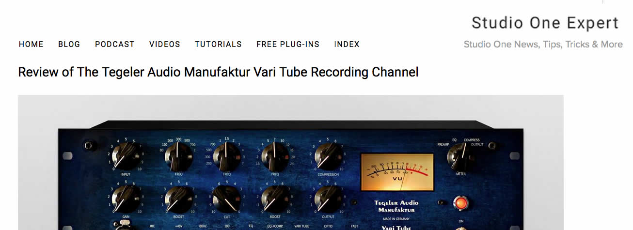 Studio One Expert - Review of The Tegeler Audio Manufaktur Vari Tube Recording Channel Studio One Expert - Review of The Tegeler Audio Manufaktur Vari Tube Recording Channel